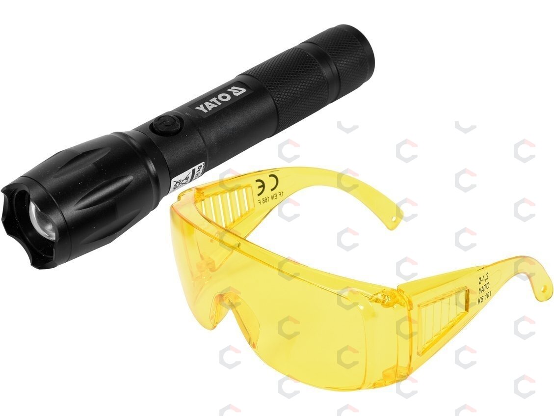 UV žibintuvėlis akumuliatorinis | LI-ION 3.7V | 1500 mAh + akiniai (YT-08587) 1 UV žibintuvėlis akumuliatorinis | LI-ION 3.7V | 1500 mAh + akiniai (YT-08587) 1