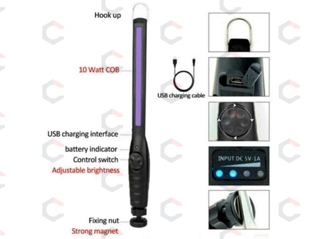 UV COB-sterilizavimo dezinfekcinė lempa ultravioletinė | itin plokščio tipo | UVC 6 LED | USB (S580-UVC) 8 UV COB-sterilizavimo dezinfekcinė lempa ultravioletinė | itin plokščio tipo | UVC 6 LED | USB (S580-UVC) 8