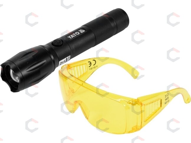 UV žibintuvėlis akumuliatorinis | LI-ION 3.7V | 1500 mAh + akiniai (YT-08587) 1 UV žibintuvėlis akumuliatorinis | LI-ION 3.7V | 1500 mAh + akiniai (YT-08587) 1