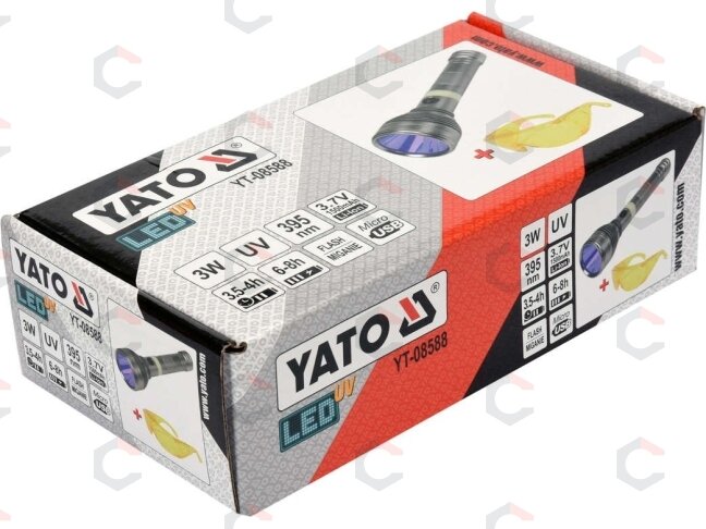 UV žibintuvėlis akumuliatorinis | LI-ION 3.7V | 1500 mAh + akiniai (YT-08588) 2 UV žibintuvėlis akumuliatorinis | LI-ION 3.7V | 1500 mAh + akiniai (YT-08588) 2