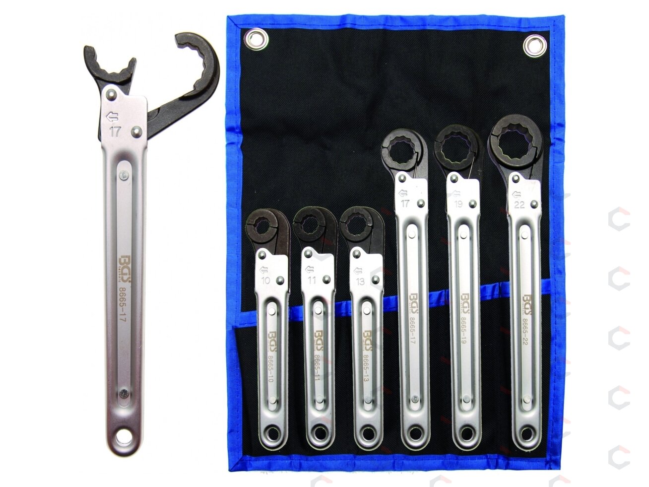 Terkšlinių raktų vamzdelių jungtims rinkinys BGS | 10–22 mm | 6 vnt. (8665) 2 Terkšlinių raktų vamzdelių jungtims rinkinys BGS | 10–22 mm | 6 vnt. (8665) 2