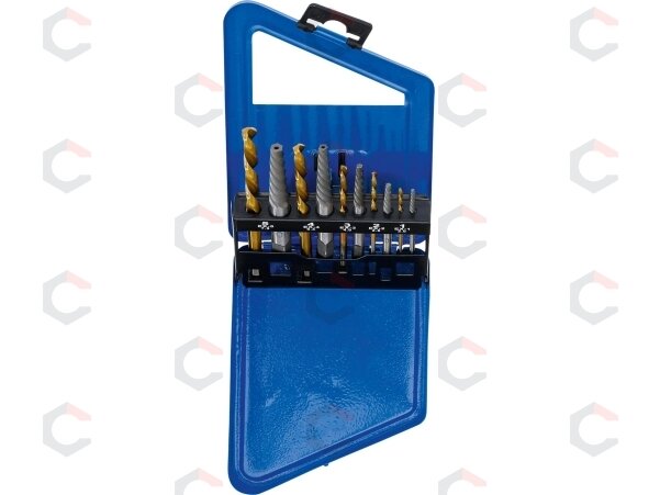 Užlūžusių varžtų išsukėjų ir kairinių grąžtų rinkinys | HSS | titano nitridas | 2 - 7.5 mm | 10 vnt. (6780) 4