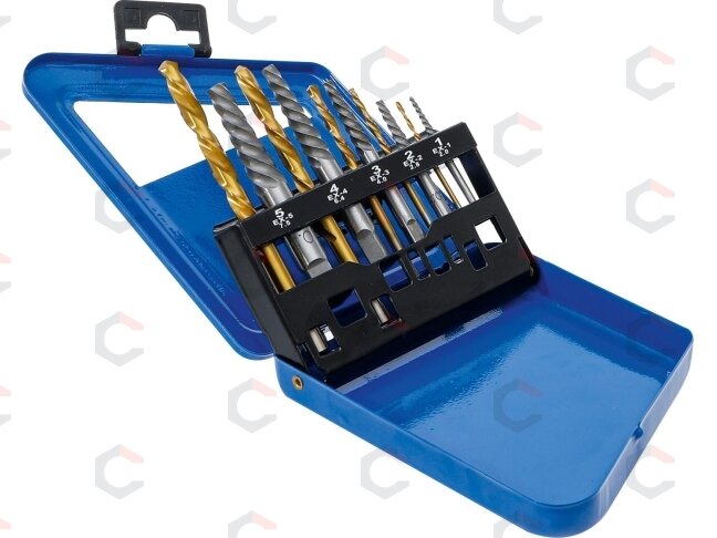 Užlūžusių varžtų išsukėjų ir kairinių grąžtų rinkinys | HSS | titano nitridas | 2 - 7.5 mm | 10 vnt. (6780) 3 Užlūžusių varžtų išsukėjų ir kairinių grąžtų rinkinys | HSS | titano nitridas | 2 - 7.5 mm | 10 vnt. (6780) 3