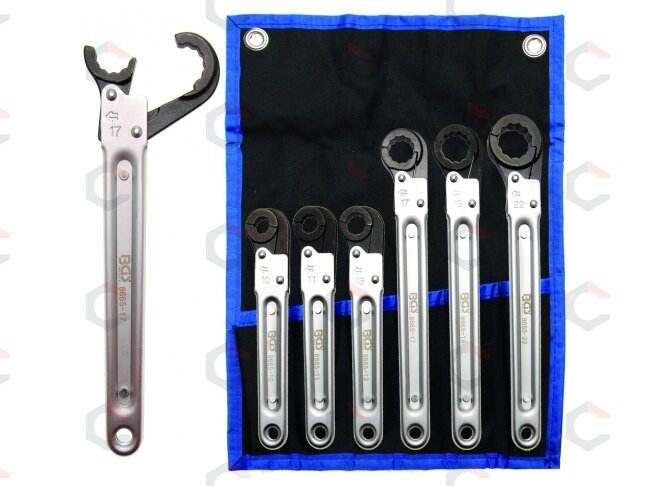 Terkšlinių raktų vamzdelių jungtims rinkinys BGS | 10–22 mm | 6 vnt. (8665) 2 Terkšlinių raktų vamzdelių jungtims rinkinys BGS | 10–22 mm | 6 vnt. (8665) 2