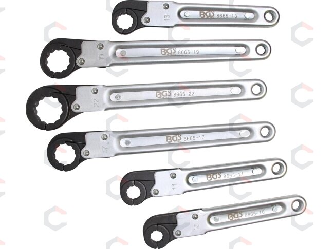Terkšlinių raktų vamzdelių jungtims rinkinys BGS | 10–22 mm | 6 vnt. (8665) Terkšlinių raktų vamzdelių jungtims rinkinys BGS | 10–22 mm | 6 vnt. (8665)