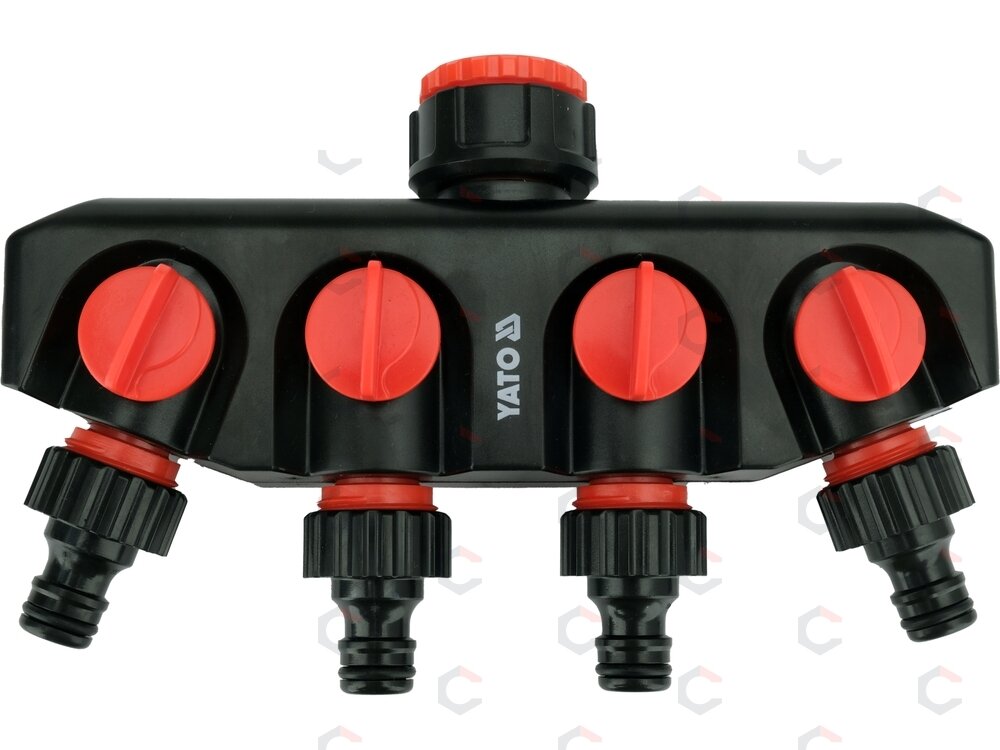 Keturgubas čiaupo adapteris | G3/4 ir G1 | 4 išėjimai (YT-89103) Keturgubas čiaupo adapteris | G3/4 ir G1 | 4 išėjimai (YT-89103)