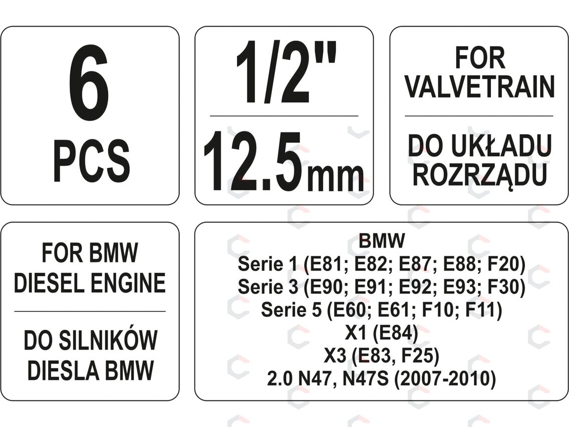 Variklio fiksavimo įrankių rinkinys | BMW N47, N47S, N57 (YT-06018) 4 Variklio fiksavimo įrankių rinkinys | BMW N47, N47S, N57 (YT-06018) 4