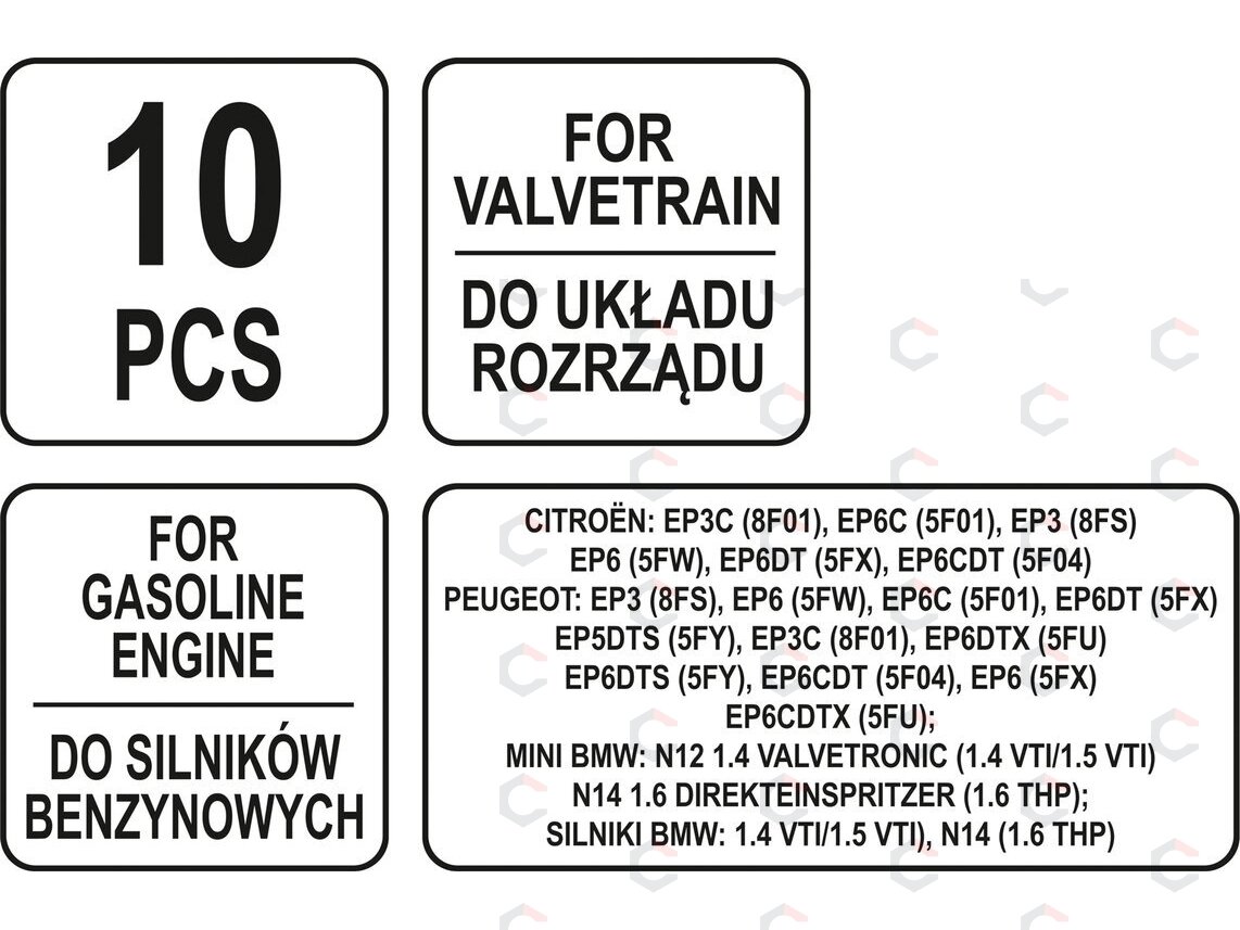 Paskirstymo blokavimo įrankių rinkinys PSA MINI 10 dalių (YT-06001) 4 Paskirstymo blokavimo įrankių rinkinys PSA MINI 10 dalių (YT-06001) 4