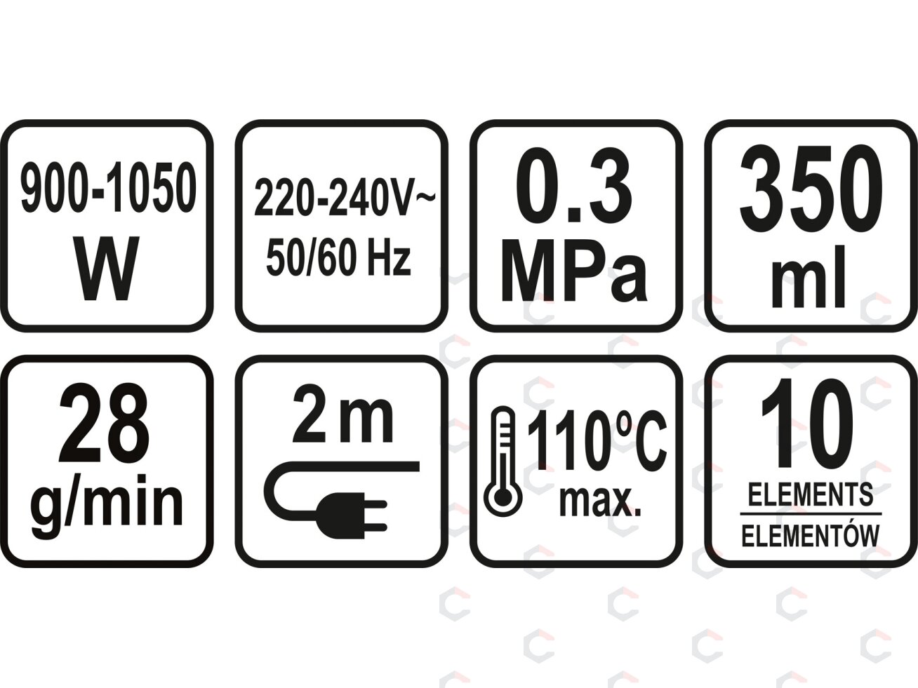 Valymo garais įrenginys | 10 aksesuarų | 900-1050 W (67200V) 11