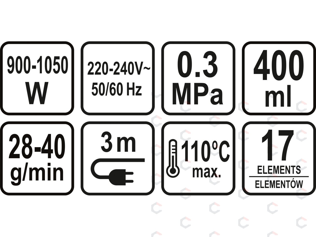 Valymo garais įrenginys | 17 aksesuarų | 900–1050 W (67201V) 12