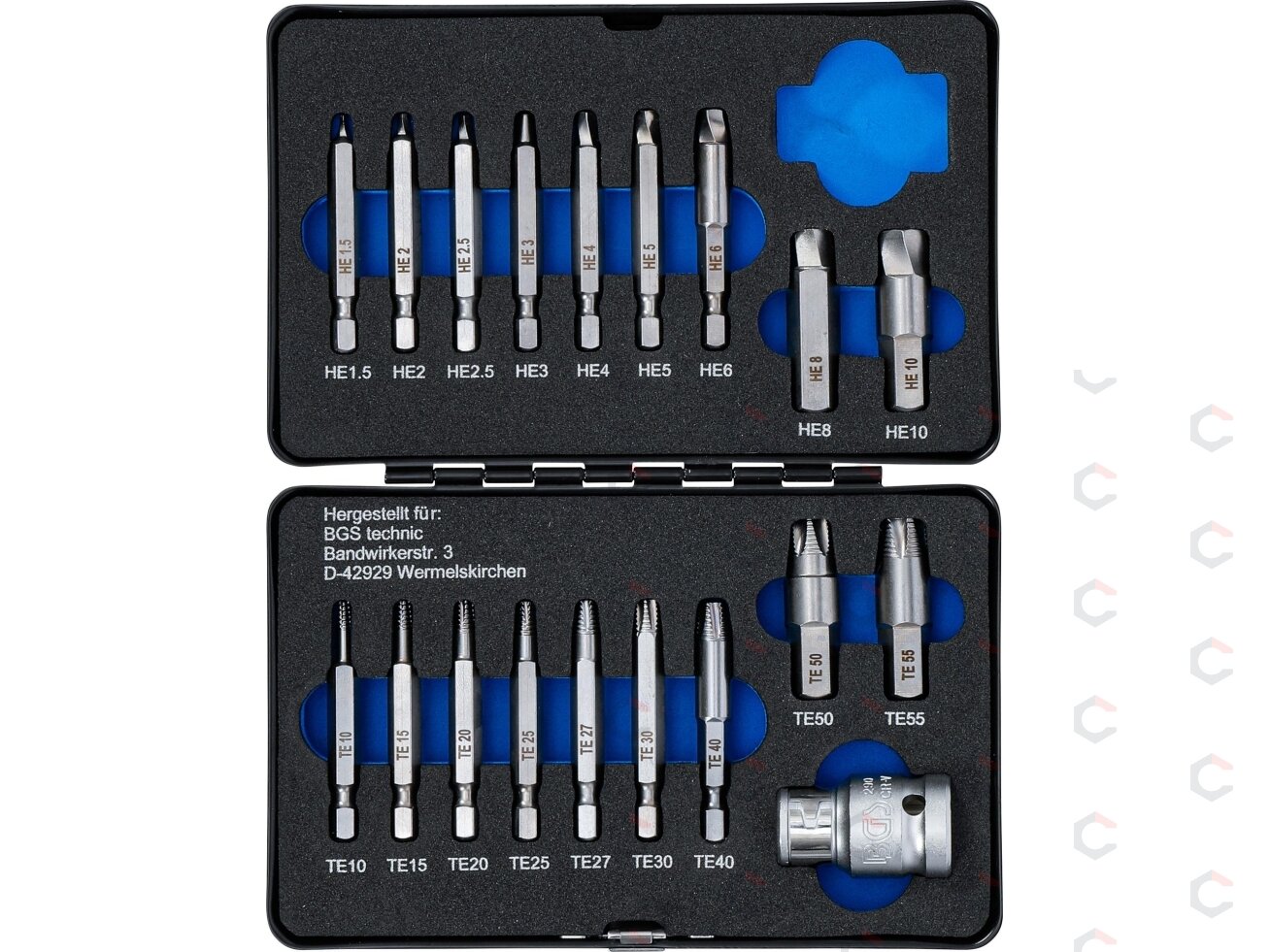 Varžtų ištraukimo rinkinys | vidinis šešiakampis (Hex) 1,5–10 mm / T-Star (Torx) | T10 - T55 | 19 vnt. (9173) 7