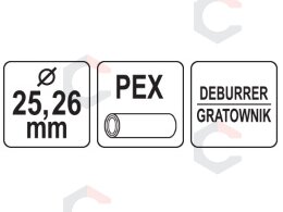 Metalinis PEX vamzdžių kalibratorius ir užvartų šalintuvas | 25 / 26 mm (YT-22377) 3 Metalinis PEX vamzdžių kalibratorius ir užvartų šalintuvas | 25 / 26 mm (YT-22377) 3
