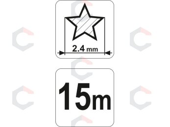 Valas žolei trimeriams | penkiakampis / Star | 2.4 mm x 15 m (89424) 1
