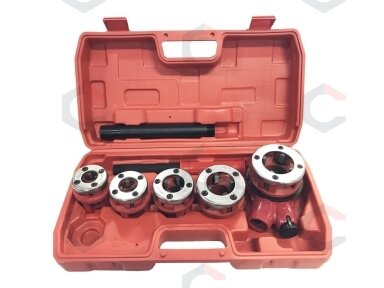 Vamzdinių sriegpjovių rinkinys su terkšle | 3/8"- 1 1/4" | 5 vnt. (EQ-7629)