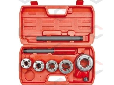 Vamzdinių sriegpjovių rinkinys su terkšle | 3/8"- 1 1/4" | 5 vnt. (EQ-7629)