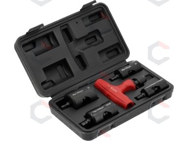 Vamzdžių kalibravimo ir briaunų nuėmimo rinkinys PEX | 16–32 mm | 5 vnt (YT-22370) Vamzdžių kalibravimo ir briaunų nuėmimo rinkinys PEX | 16–32 mm | 5 vnt (YT-22370)