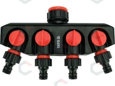 Keturgubas čiaupo adapteris | G3/4 ir G1 | 4 išėjimai (YT-89103) Keturgubas čiaupo adapteris | G3/4 ir G1 | 4 išėjimai (YT-89103)