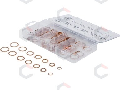 Varinių tarpinių įpresuotų guma rinkinys | Ø 6-20 mm | 95 vnt. (9313) Varinių tarpinių įpresuotų guma rinkinys | Ø 6-20 mm | 95 vnt. (9313)