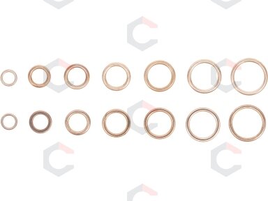 Varinių tarpinių įpresuotų guma rinkinys | Ø 6-20 mm | 95 vnt. (9313) Varinių tarpinių įpresuotų guma rinkinys | Ø 6-20 mm | 95 vnt. (9313)