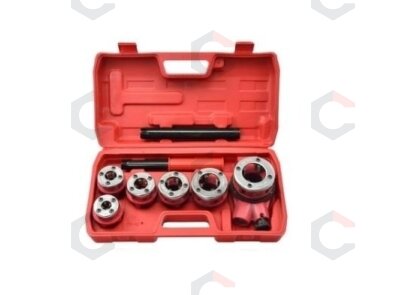 Vamzdinių sriegpjovių rinkinys su terkšle | 1/4"-1,1/4" | 6 vnt. (EQ-7630) 3 Vamzdinių sriegpjovių rinkinys su terkšle | 1/4"-1,1/4" | 6 vnt. (EQ-7630) 3