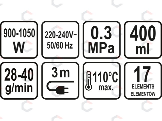 Valymo garais įrenginys | 17 aksesuarų | 900–1050 W (67201V) 12