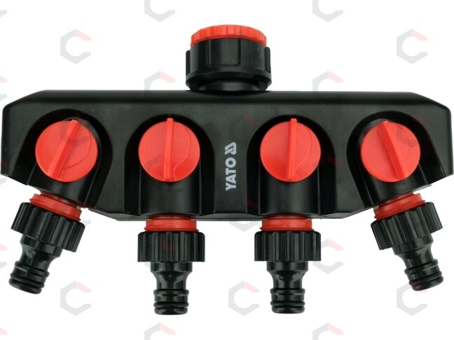 Keturgubas čiaupo adapteris | G3/4 ir G1 | 4 išėjimai (YT-89103) Keturgubas čiaupo adapteris | G3/4 ir G1 | 4 išėjimai (YT-89103)