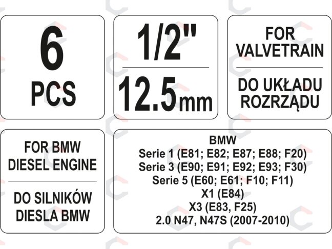 Variklio fiksavimo įrankių rinkinys | BMW N47, N47S, N57 (YT-06018) 4 Variklio fiksavimo įrankių rinkinys | BMW N47, N47S, N57 (YT-06018) 4