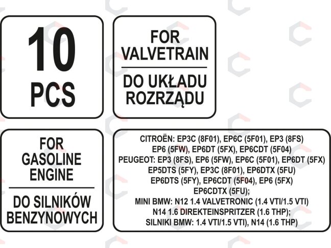 Paskirstymo blokavimo įrankių rinkinys PSA MINI 10 dalių (YT-06001) 4 Paskirstymo blokavimo įrankių rinkinys PSA MINI 10 dalių (YT-06001) 4