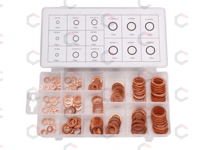 Varinių tarpinių rinkinys | 150 vnt. (8052V) Varinių tarpinių rinkinys | 150 vnt. (8052V)