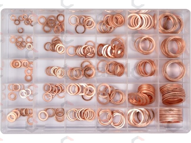 Varinių sandarinimo tarpinių rinkinys minkšto tipo 5 x 9 x 1–28 x 36 x 2 mm 300 vnt. (YT-06872) 2 Varinių sandarinimo tarpinių rinkinys minkšto tipo 5 x 9 x 1–28 x 36 x 2 mm 300 vnt. (YT-06872) 2