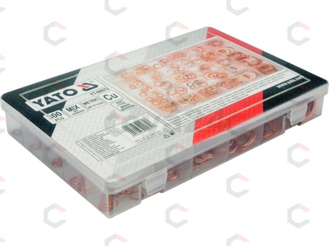 Varinių sandarinimo tarpinių rinkinys minkšto tipo 5 x 9 x 1–28 x 36 x 2 mm 300 vnt. (YT-06872) 1 Varinių sandarinimo tarpinių rinkinys minkšto tipo 5 x 9 x 1–28 x 36 x 2 mm 300 vnt. (YT-06872) 1