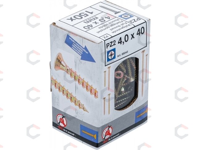 Varžtai su kryžmine galvute PZ2 | 4.0 x 40 mm | galvanizuoti | 150 vnt. (88043) 3 Varžtai su kryžmine galvute PZ2 | 4.0 x 40 mm | galvanizuoti | 150 vnt. (88043) 3
