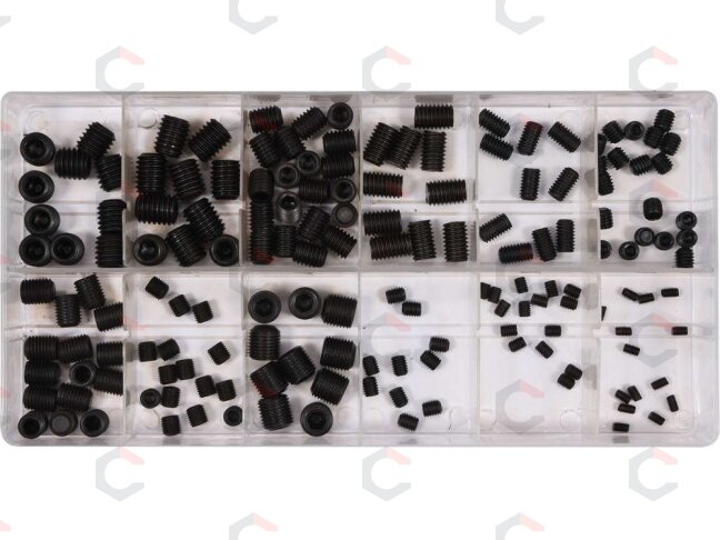 Varžtelių be galvutės rinkinys Hex | 160 vnt. (SK01056) 1 Varžtelių be galvutės rinkinys Hex | 160 vnt. (SK01056) 1