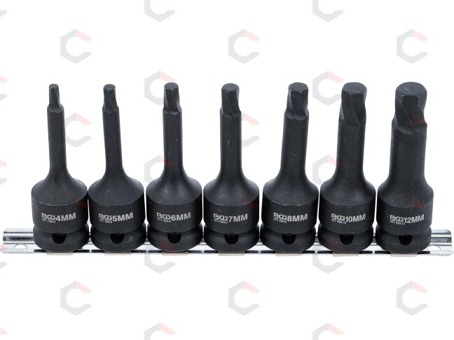Varžtų ištraukimo rinkinys | 12,5 mm (1/2") | pažeistam hex šešiakampiui 4 - 12 mm | 7 vnt. (7004) 1 Varžtų ištraukimo rinkinys | 12,5 mm (1/2") | pažeistam hex šešiakampiui 4 - 12 mm | 7 vnt. (7004) 1