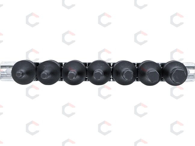 Varžtų ištraukimo rinkinys | 12,5 mm (1/2") | pažeistam hex šešiakampiui 4 - 12 mm | 7 vnt. (7004) 2 Varžtų ištraukimo rinkinys | 12,5 mm (1/2") | pažeistam hex šešiakampiui 4 - 12 mm | 7 vnt. (7004) 2