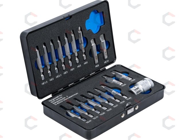 Varžtų ištraukimo rinkinys | vidinis šešiakampis (Hex) 1,5–10 mm / T-Star (Torx) | T10 - T55 | 19 vnt. (9173) 6