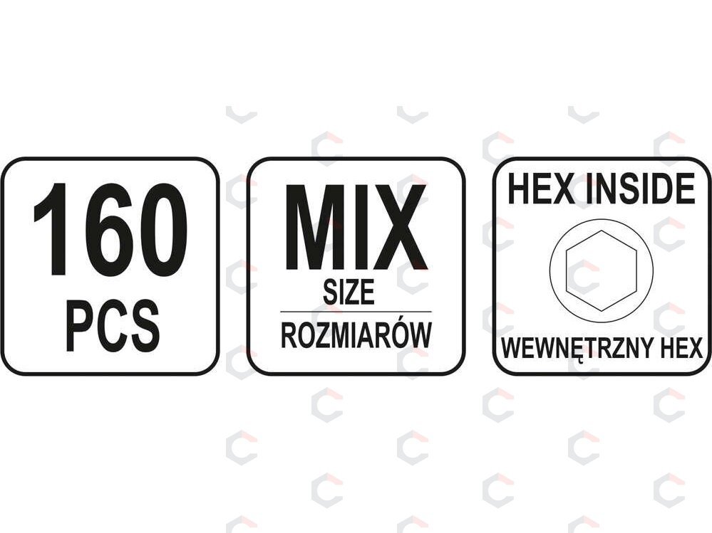 Varžtelių be galvutės rinkinys Hex | 160 vnt. (YT-06777) 3 Varžtelių be galvutės rinkinys Hex | 160 vnt. (YT-06777) 3