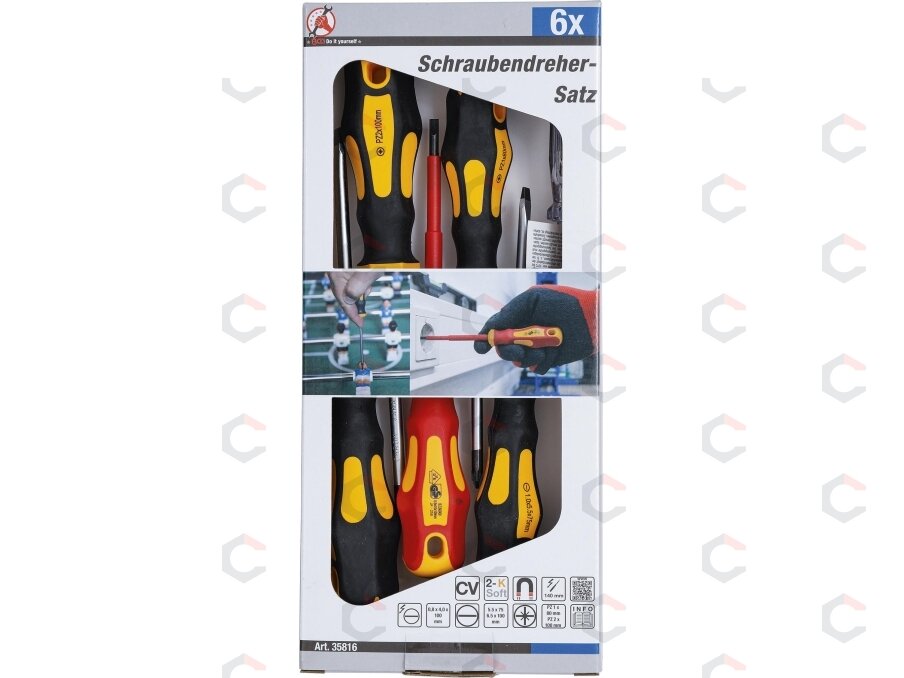 VDE elektriko / Atsuktuvų rinkinys | Plokšti / kryžminiai | 6 vnt. (35816) 1