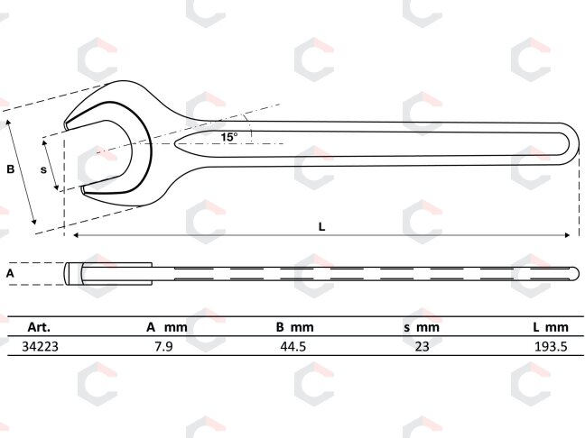 Veržliaraktis atviru galu | DIN 894 | 23 mm (34223) 1 Veržliaraktis atviru galu | DIN 894 | 23 mm (34223) 1