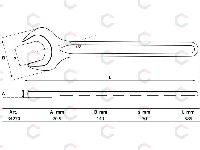 Veržliaraktis atviru galu | DIN 894 | 70 mm (34270) 1 Veržliaraktis atviru galu | DIN 894 | 70 mm (34270) 1