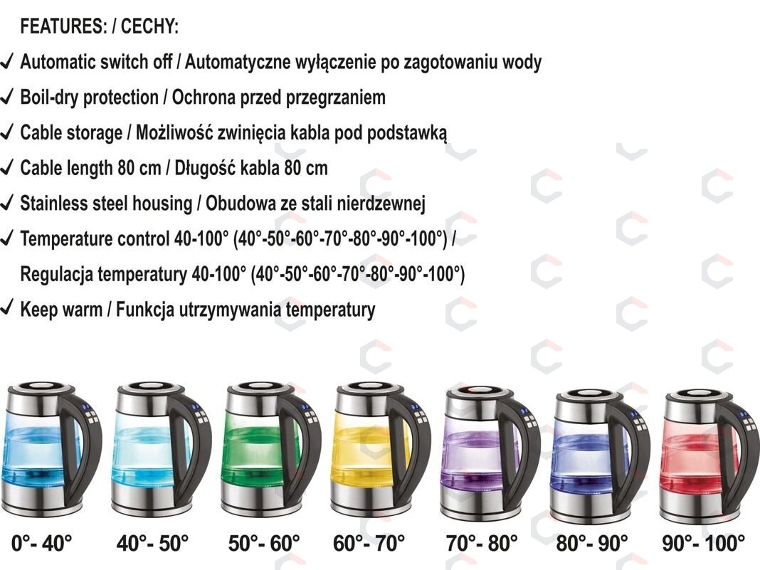 Virdulys stiklinis | Led | temperatūros kontrolė | 1.7 l (68173) 2 Virdulys stiklinis | Led | temperatūros kontrolė | 1.7 l (68173) 2