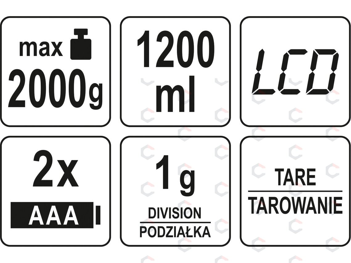 Virtuvinės svarstyklės | su indu | 1200 ml (68364) 6