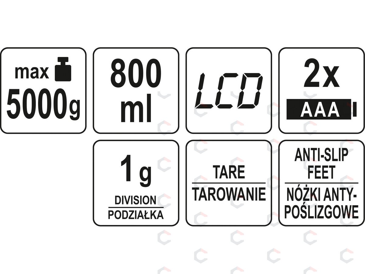 Virtuvinės svarstyklės su lėkšte | 800 ml (68361) 6 Virtuvinės svarstyklės su lėkšte | 800 ml (68361) 6