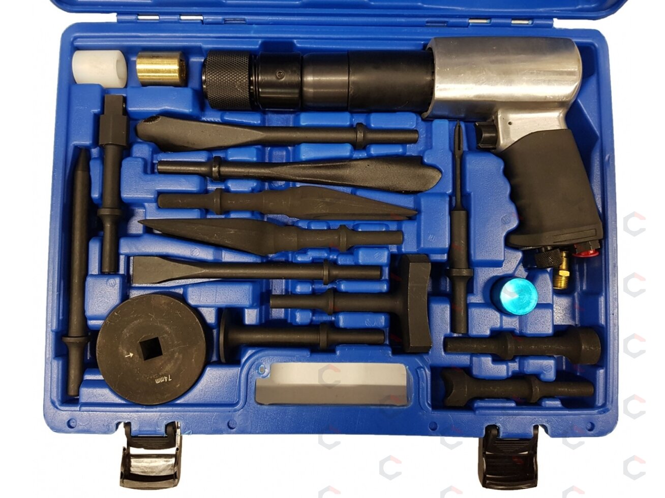 Vibro / smūginių kaltų / iškalėjų / nuėmėjų rinkinys su pneumatiniu plaktuku | 16 vnt. (H2316) Vibro / smūginių kaltų / iškalėjų / nuėmėjų rinkinys su pneumatiniu plaktuku | 16 vnt. (H2316)
