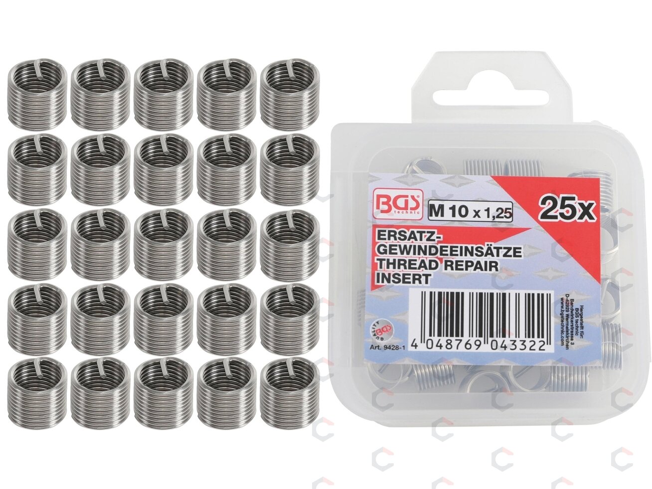 Vieliniai indėklai sriegiui | Helikoliai | M10 x 1.25 mm | 25 vnt. (9428-1) Vieliniai indėklai sriegiui | Helikoliai | M10 x 1.25 mm | 25 vnt. (9428-1)