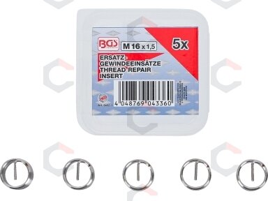 Vieliniai indėklai sriegiui | Helikoliai | M16 x 1,5 mm | 5 vnt. (9432-1)