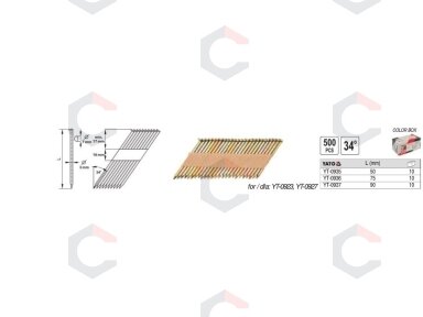 Vinys viniamūšiui 34°, 90 mm x 500 vnt (YT-0937) Vinys viniamūšiui 34°, 90 mm x 500 vnt (YT-0937)