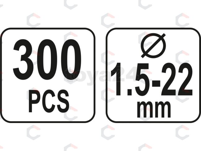 Vidinių E-tipo žiedų rinkinys | 300 vnt. (YT-06884) 3 Vidinių E-tipo žiedų rinkinys | 300 vnt. (YT-06884) 3