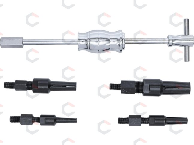 Vidinių guolių nuėmėjų rinkinys su atbuliniu plaktuku | 10–32 mm | 5 vnt. (8598) 6 Vidinių guolių nuėmėjų rinkinys su atbuliniu plaktuku | 10–32 mm | 5 vnt. (8598) 6