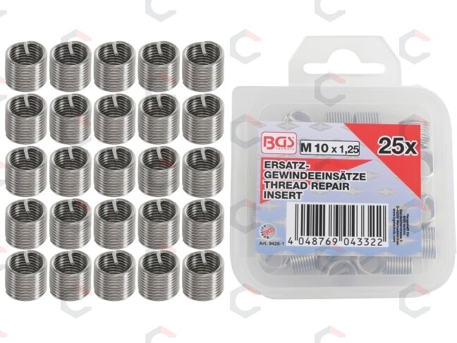 Vieliniai indėklai sriegiui | Helikoliai | M10 x 1.25 mm | 25 vnt. (9428-1) Vieliniai indėklai sriegiui | Helikoliai | M10 x 1.25 mm | 25 vnt. (9428-1)